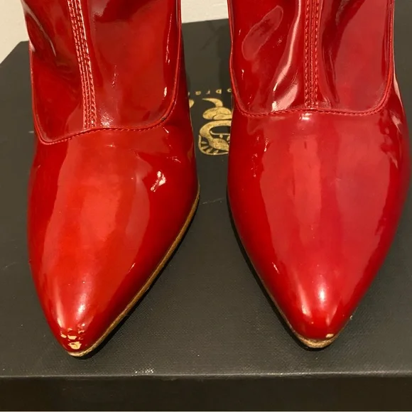 Stuart Weitzman Patent Leather Red Sock Women’s Boots - Picture 3 of 10